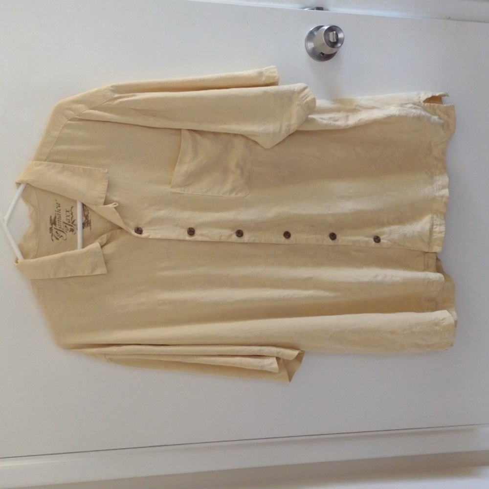 Jamaica Jaxx Silk Yellow Men's Island Lightweight Casual Vacation Shirt XL